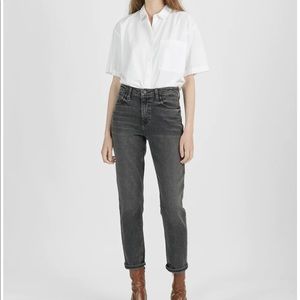 High-Rise Straight Leg Jeans - Washed Black
